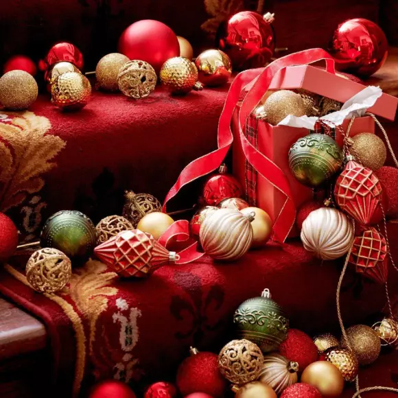 Eminza Lot De 37 Boules De Noël (D60 Mm) Alpine Mix Or