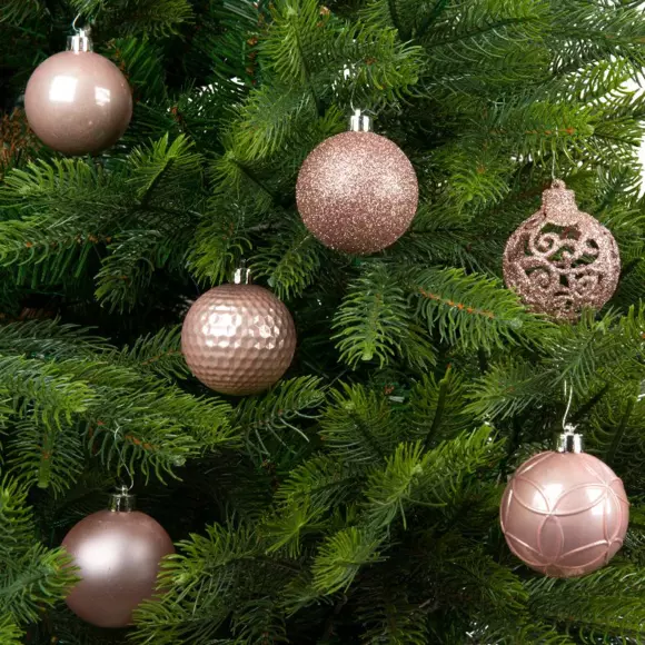 Eminza Lot De 37 Boules De Noël (D60 Mm) Alpine Mix Rose Poudré