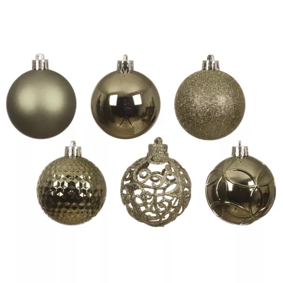 Eminza Lot De 37 Boules De Noël (D60 Mm) Alpine Mix Vert Romarin