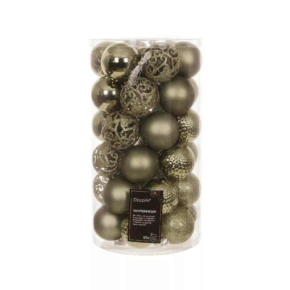 eminza Lot de 37 boules de Noël (D60 mm) Alpine Mix Vert romarin