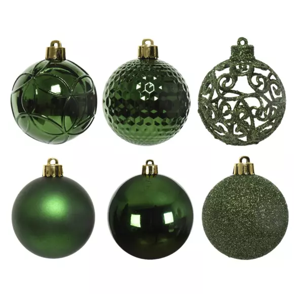Eminza Lot De 37 Boules De Noël (D60 Mm) Alpine Mix Vert Sapin