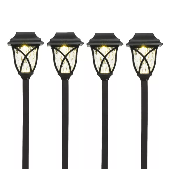 Eminza Lot De 4 Bornes De Jardin Solaire LED (H33 Cm) Botany Noir