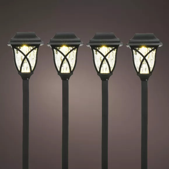 Eminza Lot De 4 Bornes De Jardin Solaire LED (H33 Cm) Botany Noir