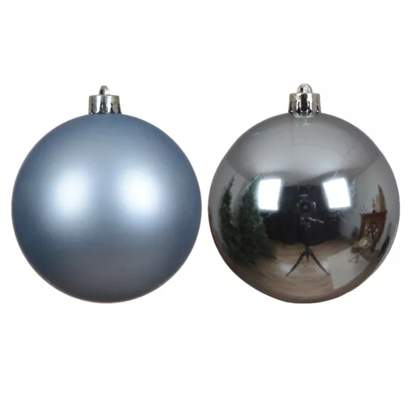 Eminza Lot De 4 Boules De Noël (D100 Mm) Alpine Bleu Glacé