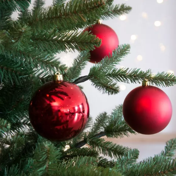 Eminza Lot De 4 Boules De Noël (D100 Mm) Alpine Rouge