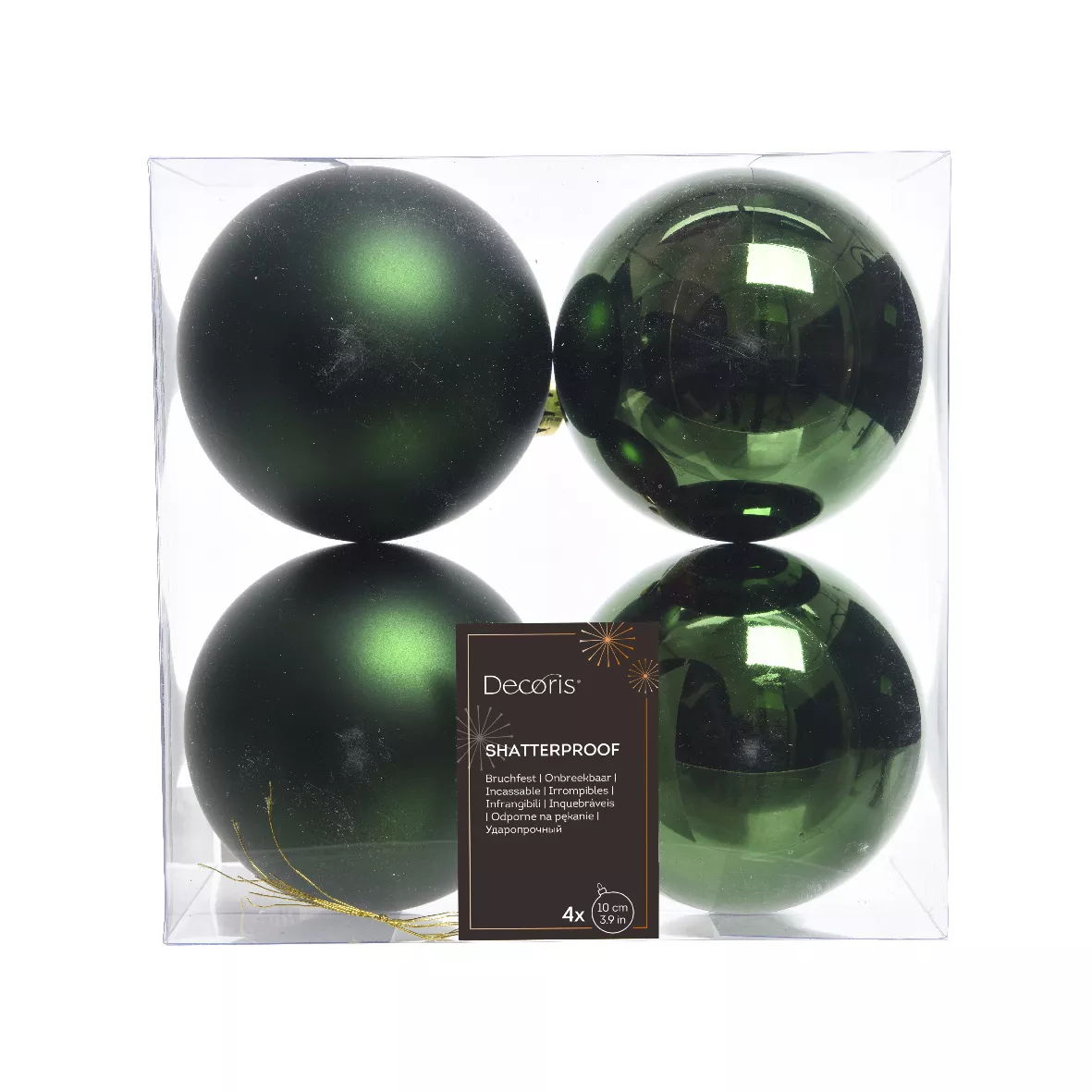 eminza Lot de 4 boules de Noël (D100 mm) Alpine Vert sapin