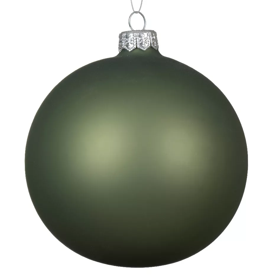 eminza Lot de 4 boules de Noël en verre (D100 mm) Arctique mate Vert romarin