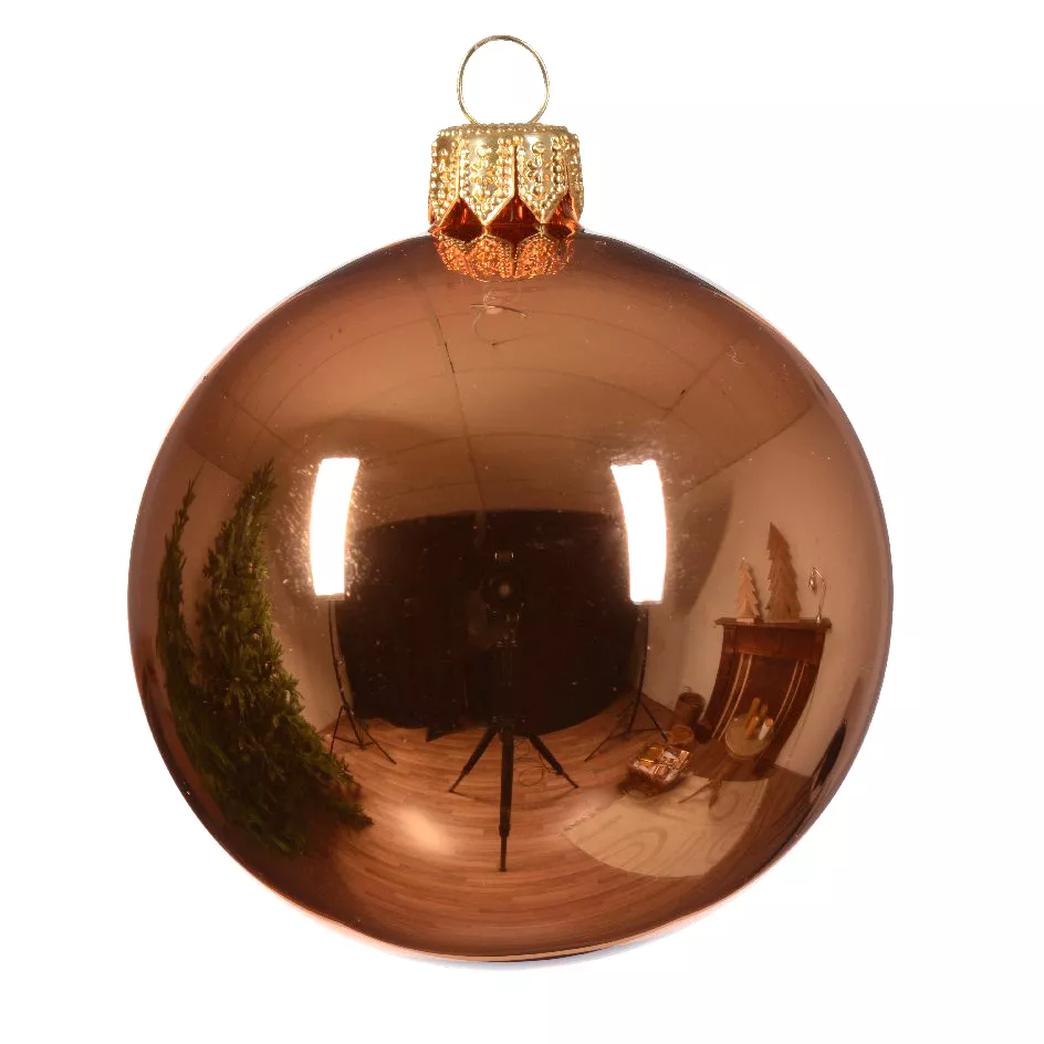eminza Lot de 4 boules de Noël en verre (D100 mm) Arctique brillantes Cuivre