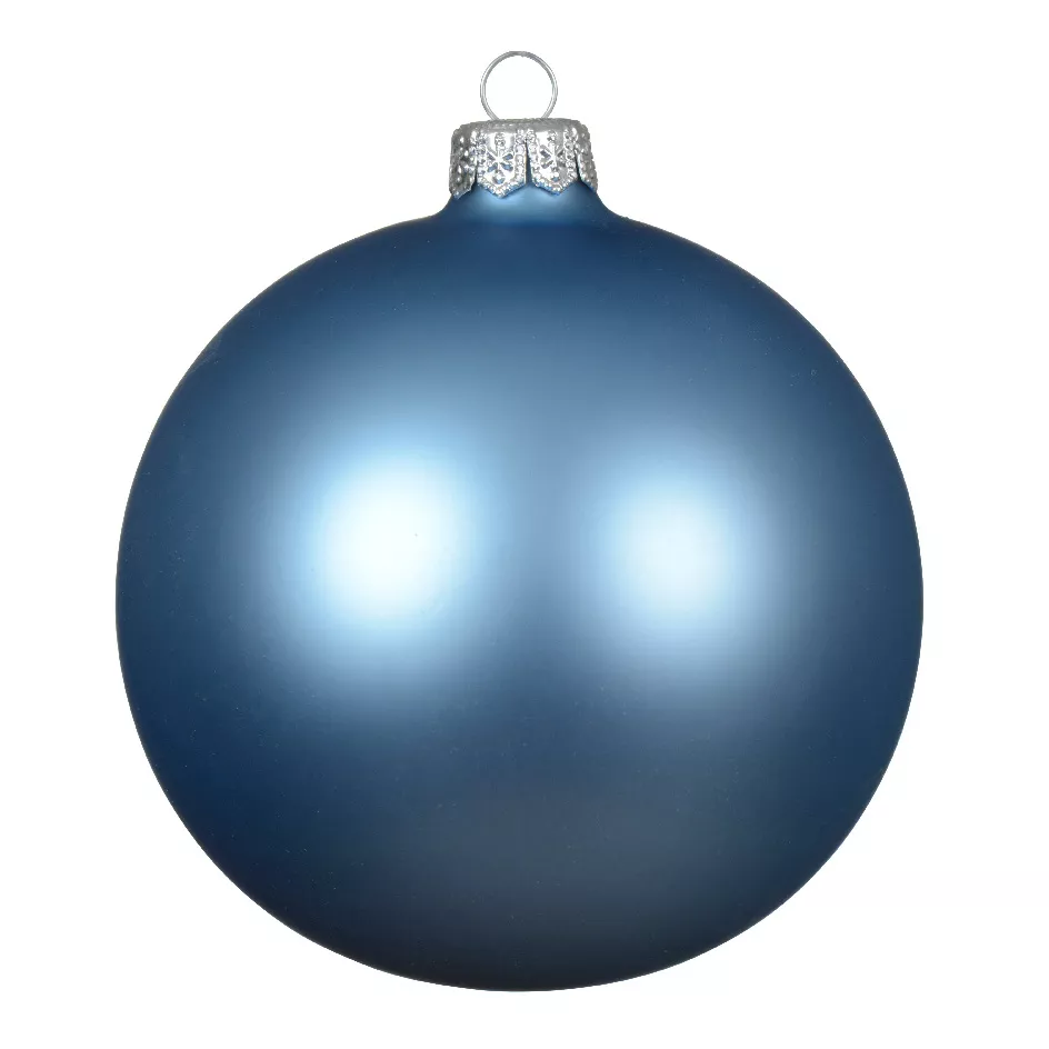 eminza Lot de 4 boules de Noël en verre (D100 mm) Arctique mate Bleu glacé