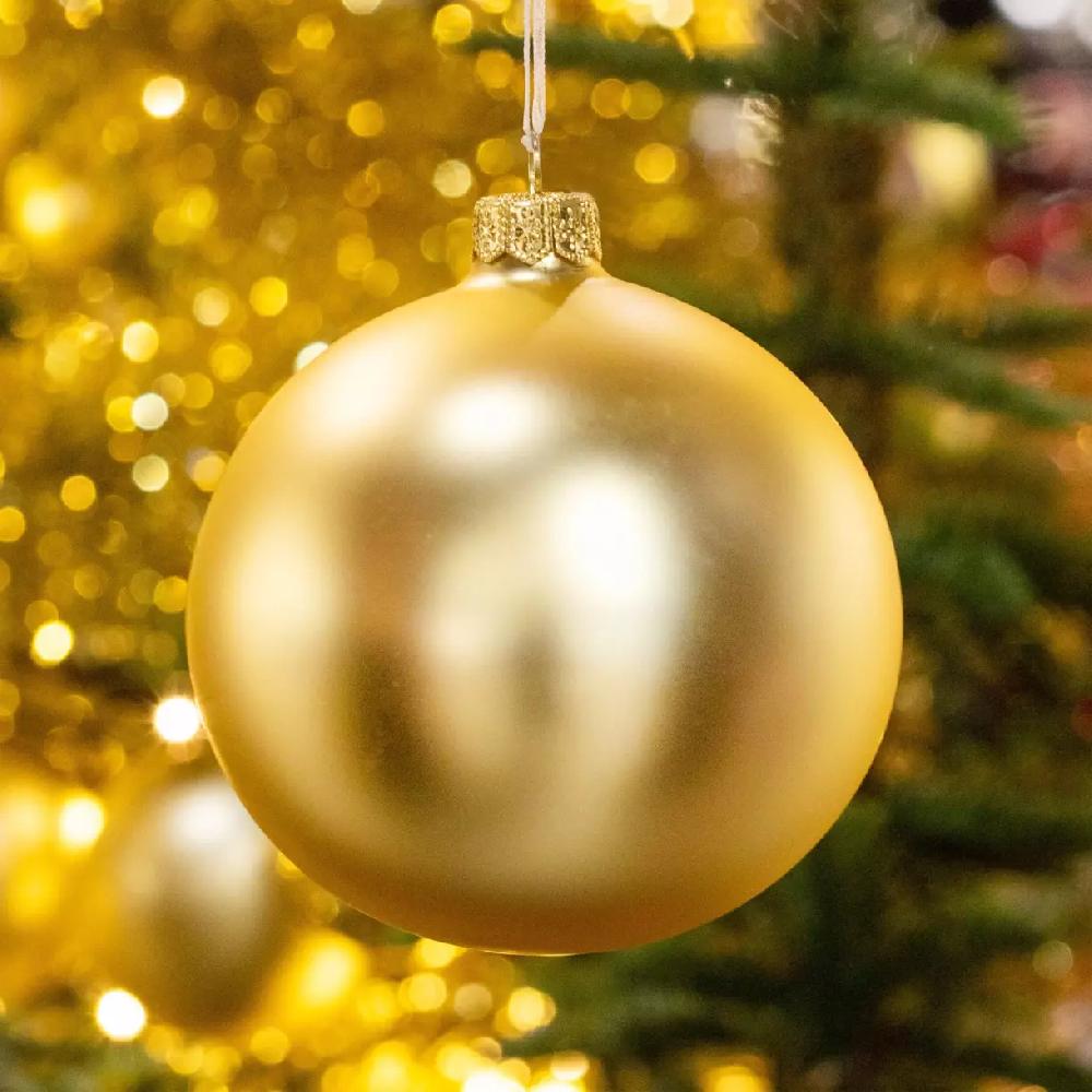 eminza Lot de 4 boules de Noël en verre (D100 mm) Arctique mate Or