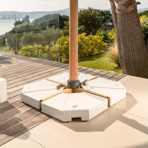 Eminza Lot De 4 Dalles Pour Parasol Déporté 20L Blanches