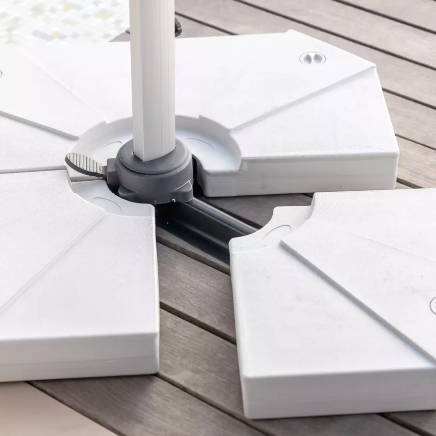 Eminza Lot De 4 Dalles Pour Parasol Déporté 20L Blanches