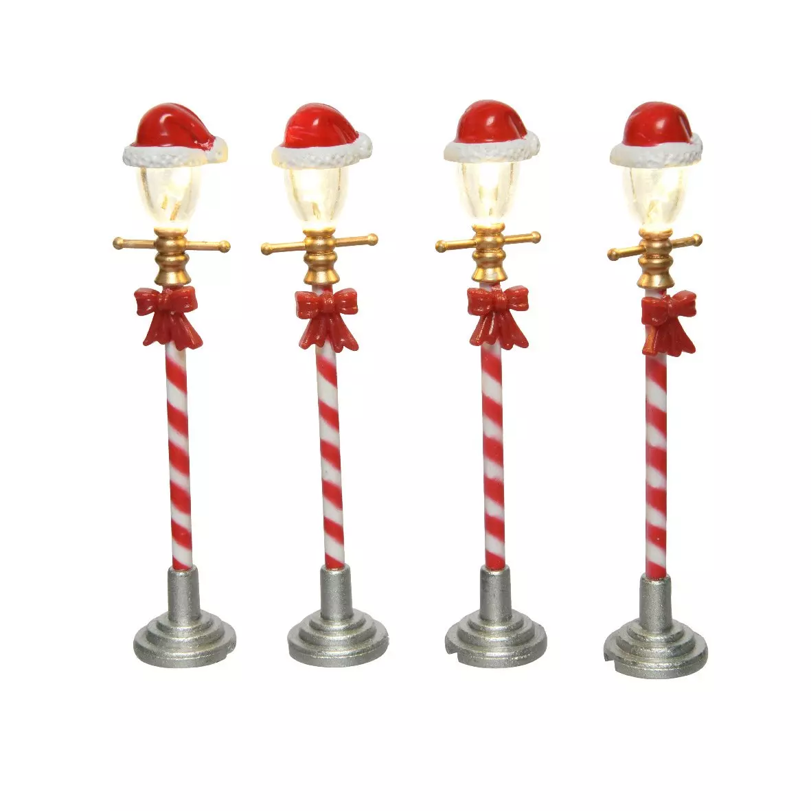 eminza Lot de 4 lampadaires de Noël (H10 cm) pour aménager un village