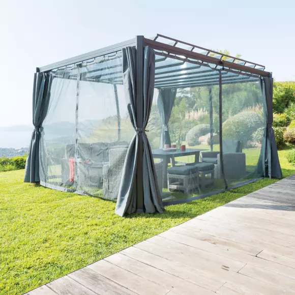 Eminza Lot De 4 Moustiquaires Pour Tonnelle (3 X 3 6 M) Belize Ardoise