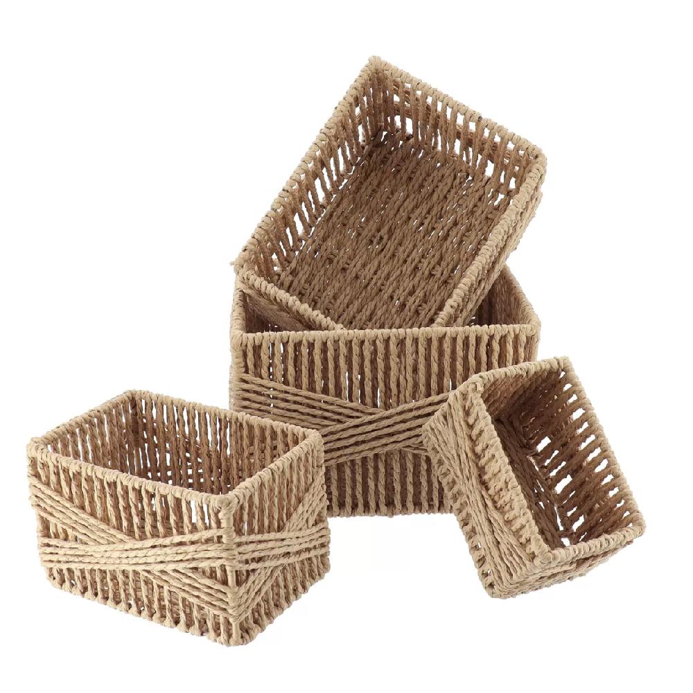 eminza Lot de 4 paniers de rangement (21 x H14 cm) Paper Naturel