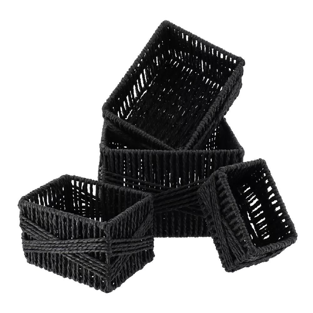 eminza Lot de 4 paniers de rangement (21 x H14 cm) Paper Noir