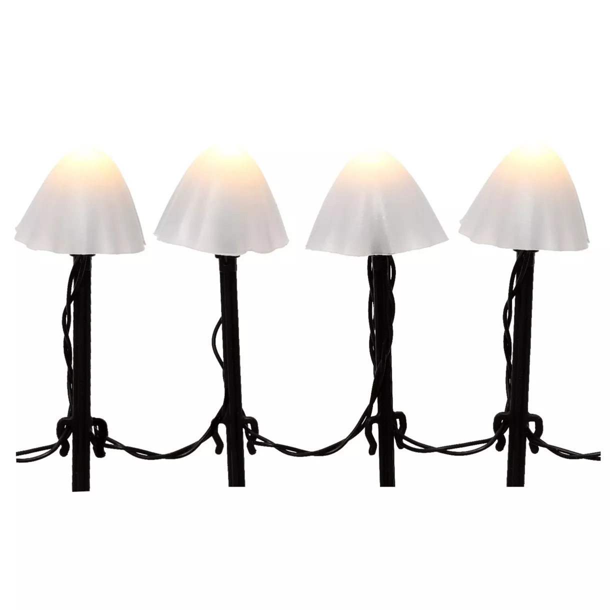 eminza Lot de 4 pics lumineux à piles 20 LED Champignons (H20 cm) Blanc chaud