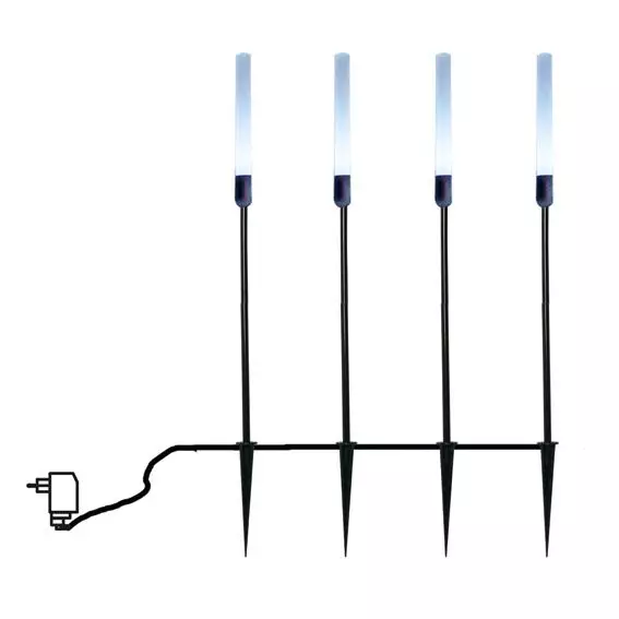 Eminza Lot De 4 Piques Lumineux De Jardin (H51 5 Cm) Cylindre Blanc Froid
