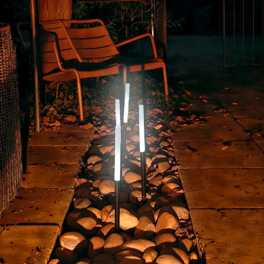 eminza Lot de 4 piques lumineux de jardin (H51 5 cm) Cylindre Blanc froid