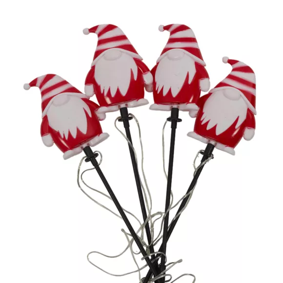 Eminza Lot De 4 Piquets De Jardin Solaire (H40 Cm) Lutins Lumineux Blanc Chaud