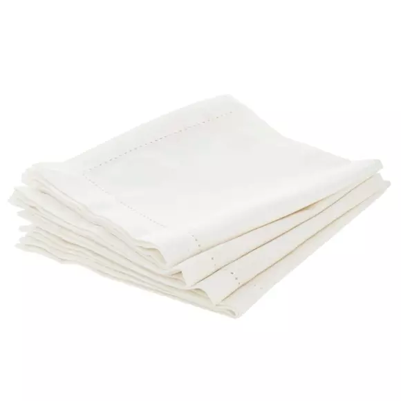 Eminza Lot De 4 Serviettes Coton (40 X 40 Cm) Chambray Ecru