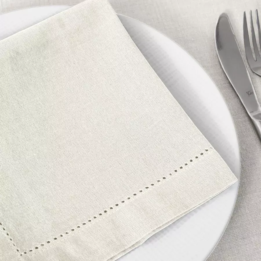 Eminza Lot De 4 Serviettes Coton (40 X 40 Cm) Chambray Ecru