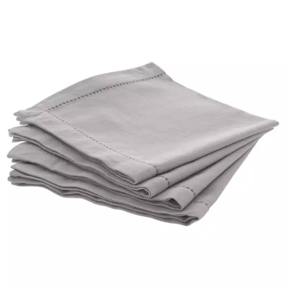 Eminza Lot De 4 Serviettes Coton (40 X 40 Cm) Chambray Gris Clair