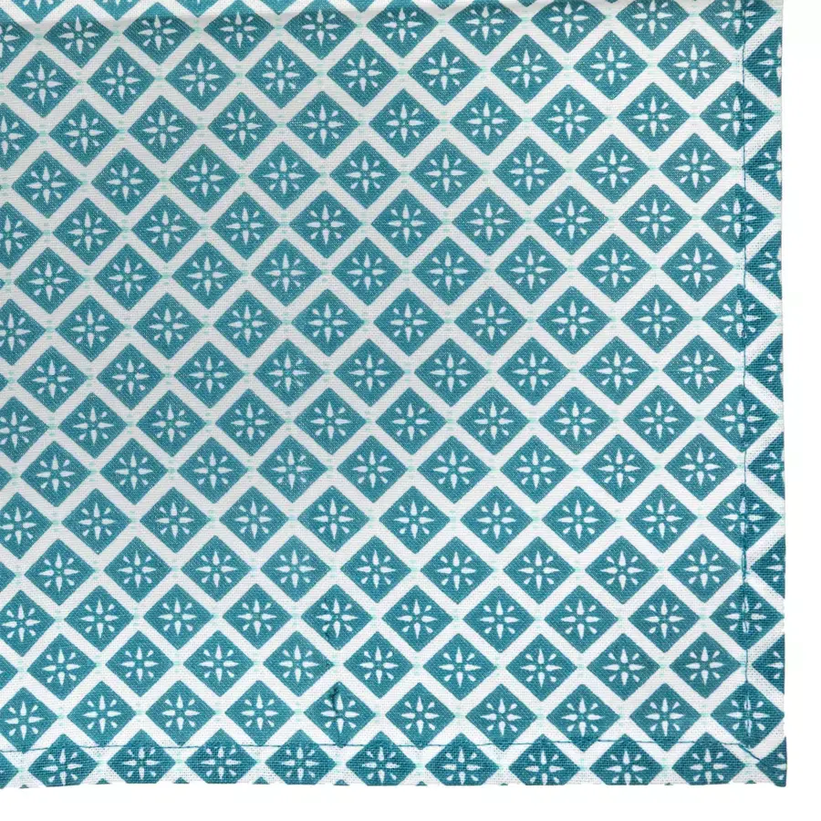 Eminza Lot De 4 Serviettes Coton (40 X 40 Cm) Tika Bleu Canard