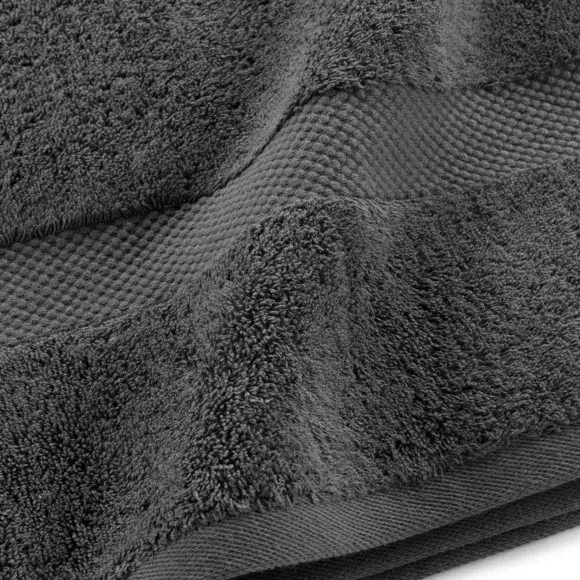 Eminza Lot De 4 Serviettes De Toilette Coton (70 X 130 Cm) Elegance Gris Anthracite