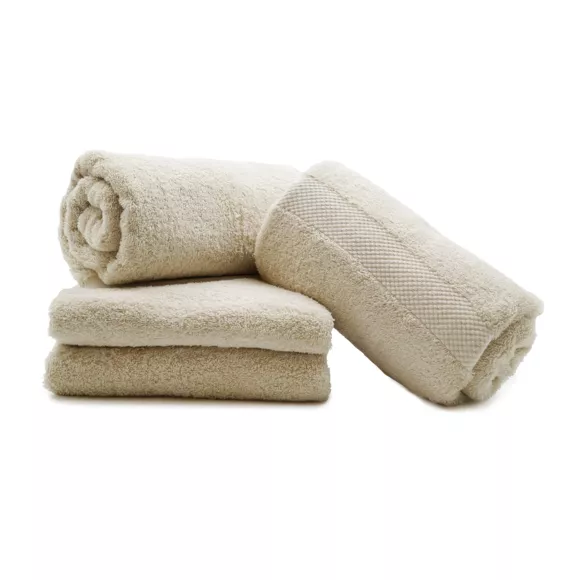 Eminza Lot De 4 Serviettes De Toilette Coton (70 X 130 Cm) Elegance Beige