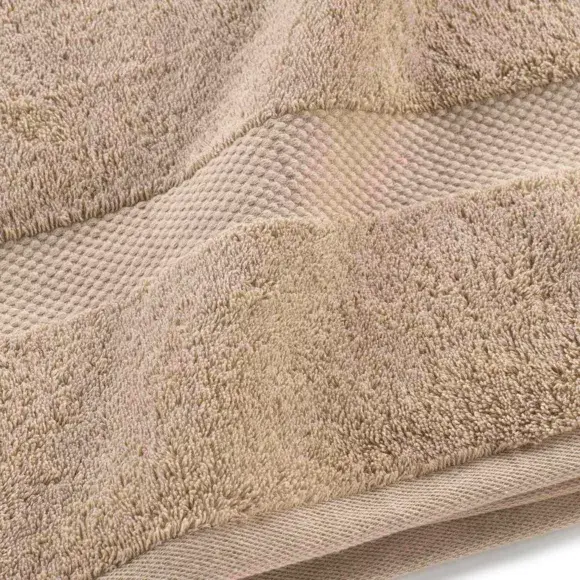 Eminza Lot De 4 Serviettes De Toilette Coton (70 X 130 Cm) Elegance Noisette