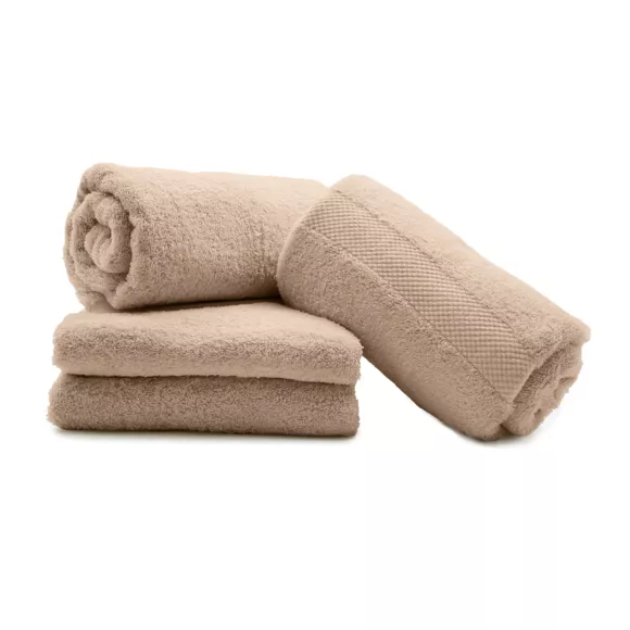 Eminza Lot De 4 Serviettes De Toilette Coton (70 X 130 Cm) Elegance Noisette