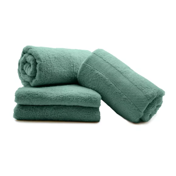 Eminza Lot De 4 Serviettes De Toilette Coton (70 X 130 Cm) Elegance Vert Céladon