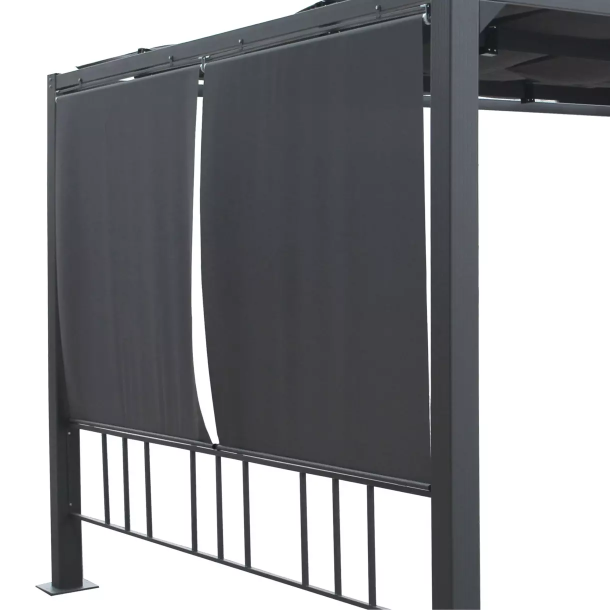 eminza Lot de 4 stores de tonnelle (3 x 4 m) Moai Gris ardoise