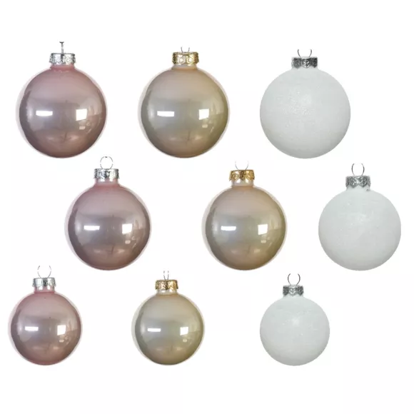 Eminza Lot De 42 Boules De Noël En Verre (D70 Mm) (D60 Mm) (D50 Mm) Domeona Rose Poudré / Perle
