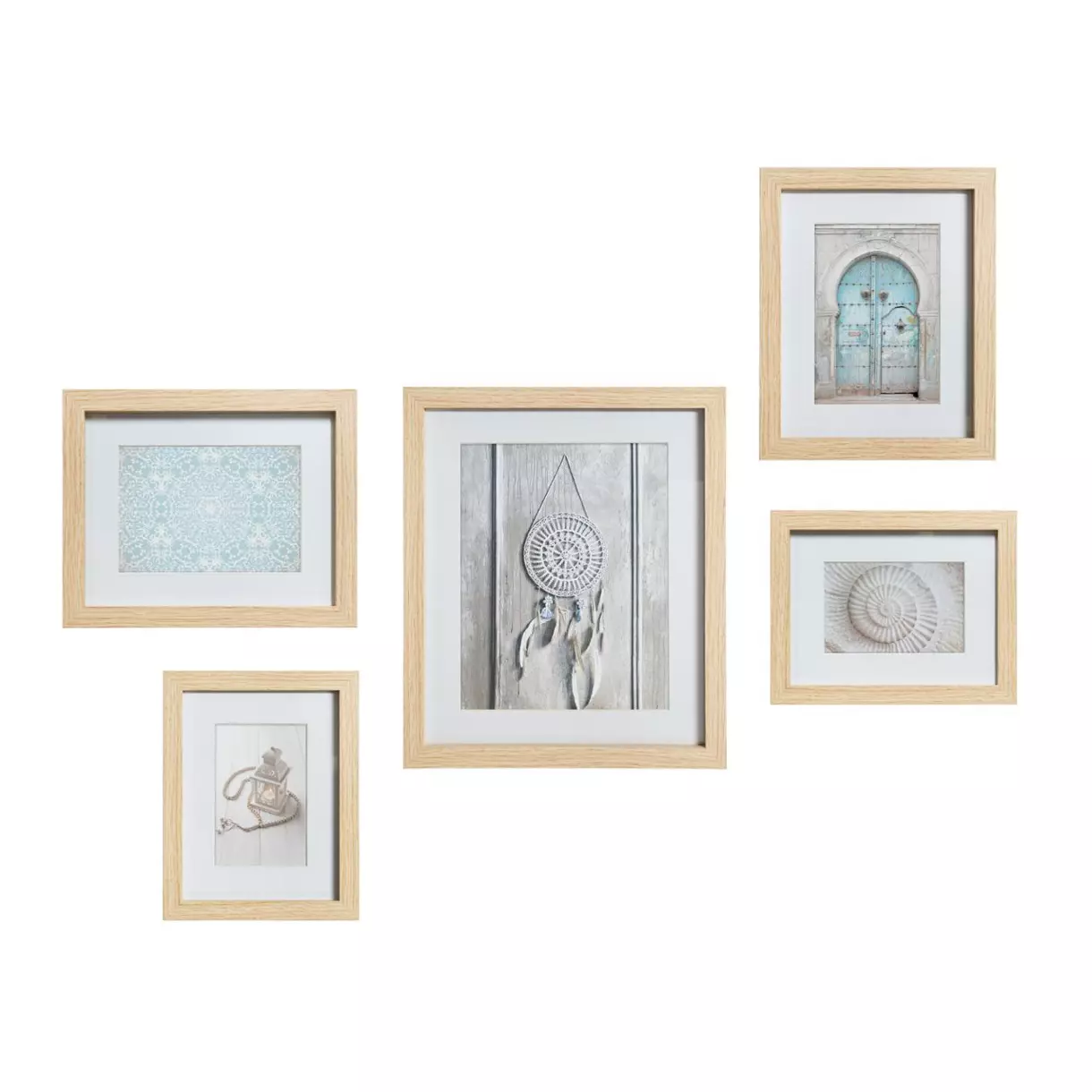 eminza Lot de 5 cadres photo en bois Ethnique Naturel