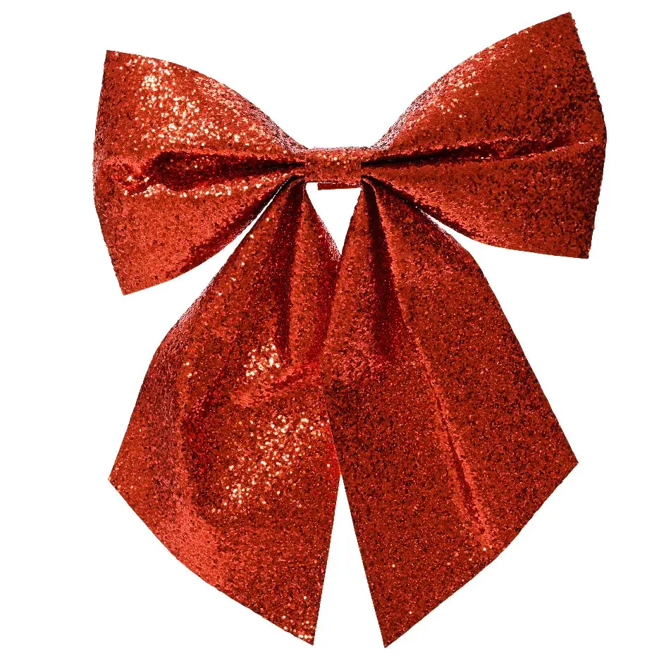 eminza Lot de 5 nœuds de Noël (H9 cm) Scintillant Rouge