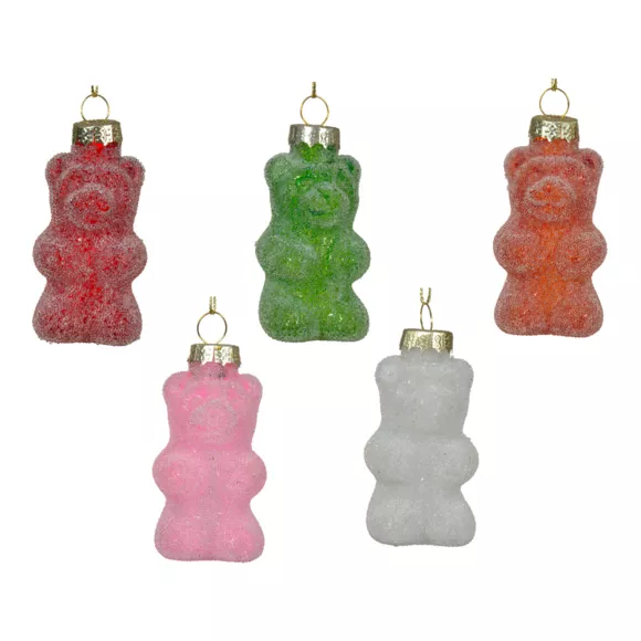 Eminza Lot De 5 Oursons En Verre (H8 Cm) Bonbons Gourmandise Multicolore