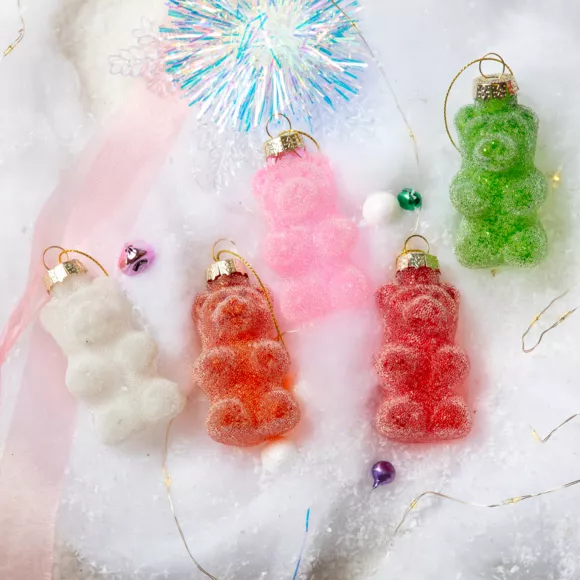 Eminza Lot De 5 Oursons En Verre (H8 Cm) Bonbons Gourmandise Multicolore