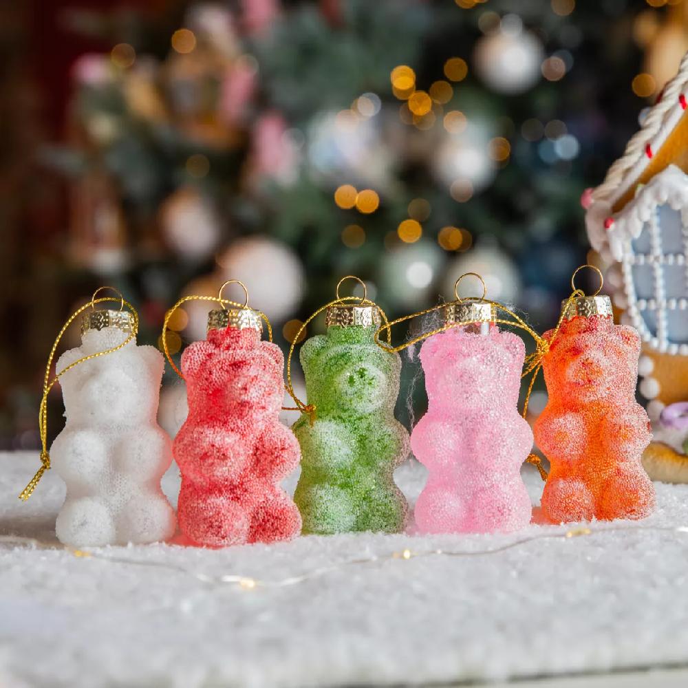 eminza Lot de 5 Oursons en verre (H8 cm) Bonbons Gourmandise Multicolore