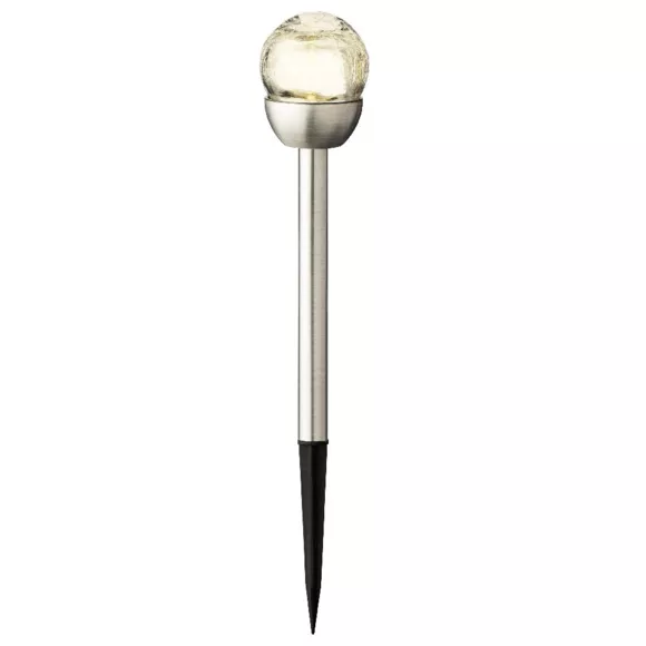 Eminza Lot De 6 Bornes De Jardin Solaires (H24.5 Cm) Verre Craquelé Blanc Chaud