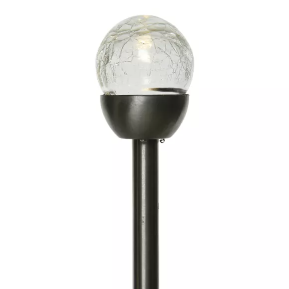 Eminza Lot De 6 Bornes De Jardin Solaires (H24.5 Cm) Verre Craquelé Blanc Chaud