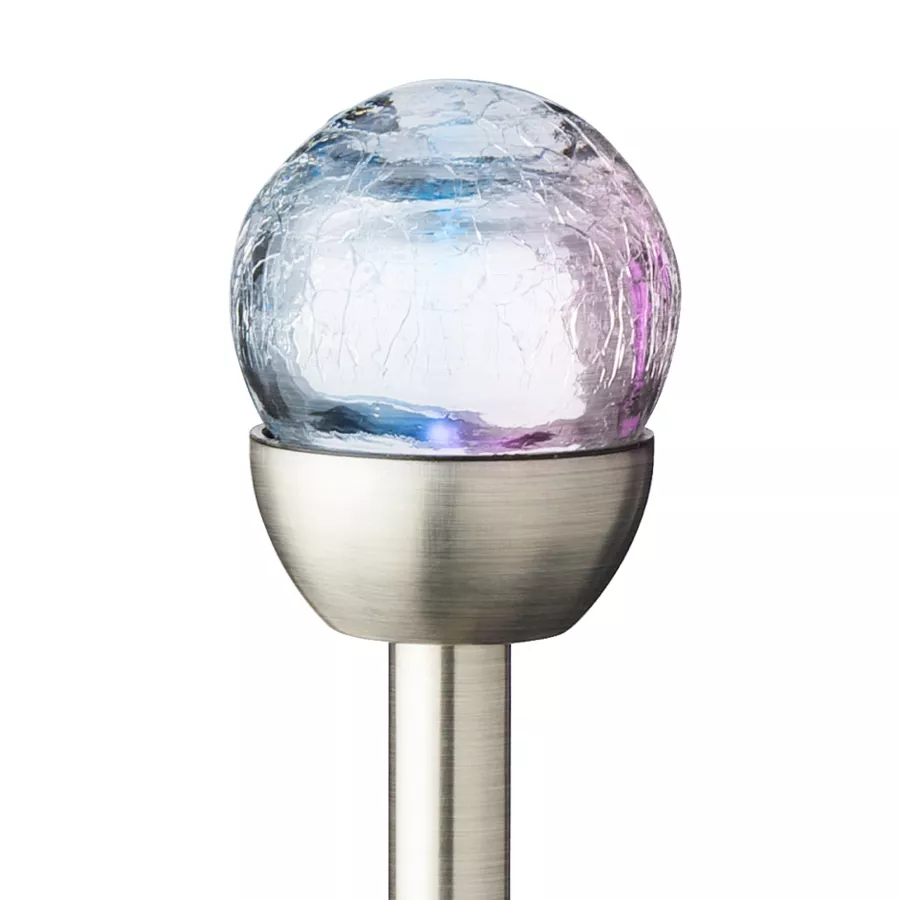 Eminza Lot De 6 Bornes De Jardin Solaires (H24 5 Cm) Verre Craquelé Multicolore