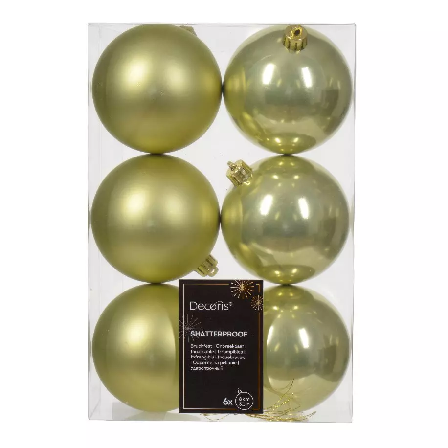 eminza Lot de 6 boules de Noël (D80 mm) Alpine Pistache