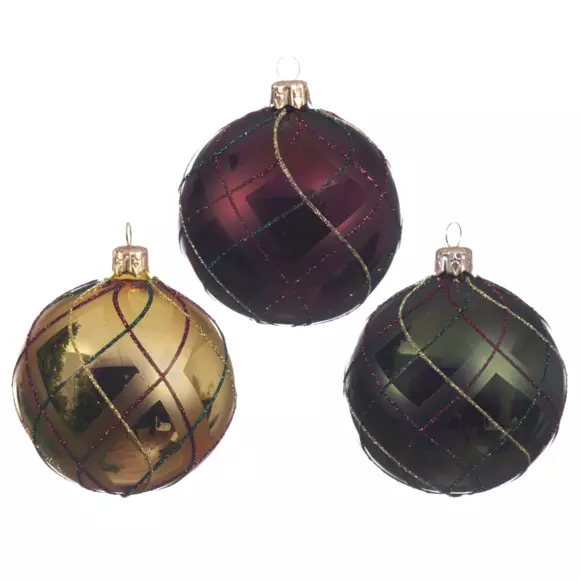 Eminza Lot De 6 Boules De Noël (D80 Mm) Carreaux Multicouleur