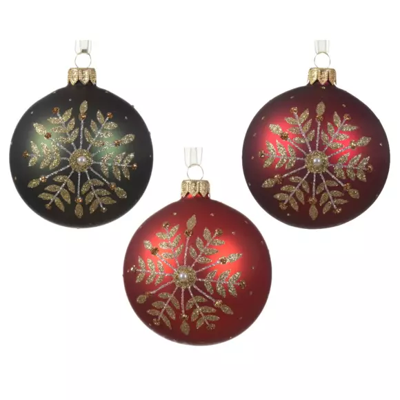 Eminza Lot De 6 Boules De Noël (D80 Mm) En Verre Célia Rouge