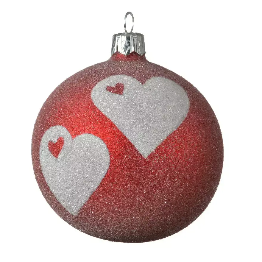 eminza Lot de 6 boules de Noël en verre (D80 mm) Amour Rouge
