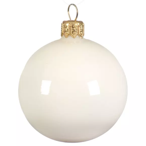 Eminza Lot De 6 Boules De Noël En Verre (D80 Mm) Arctique Brillantes Blanc Laine