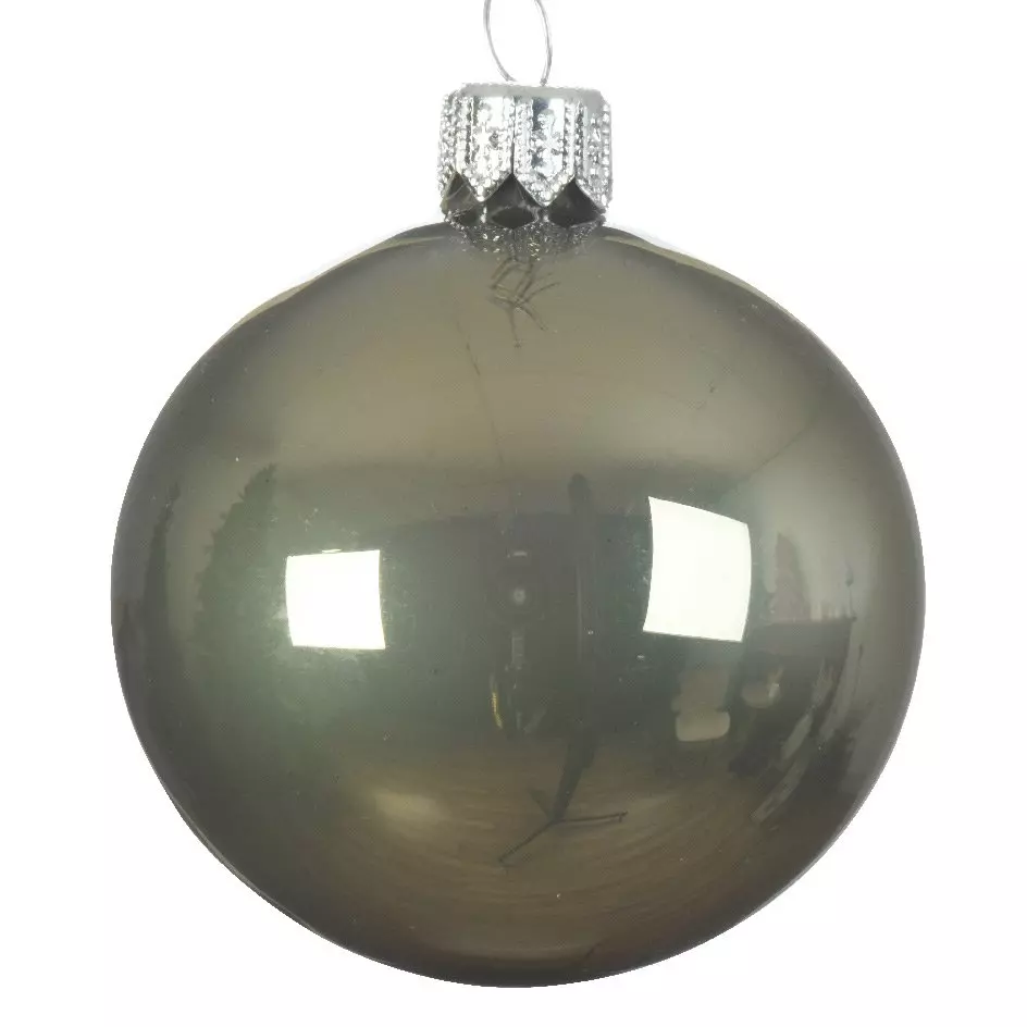 eminza Lot de 6 boules de Noël en verre (D80 mm) Arctique brillantes Vert mousse