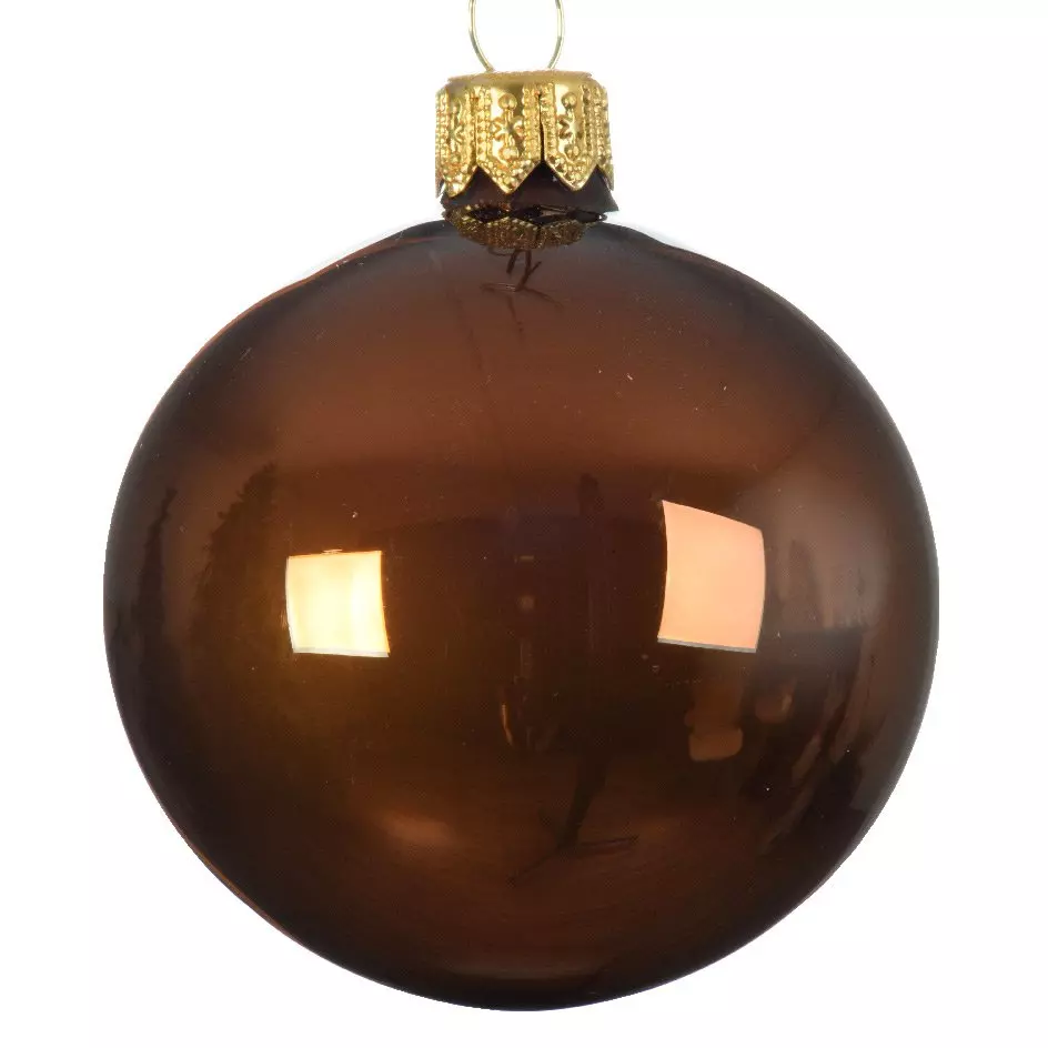 eminza Lot de 6 boules de Noël en verre (D80 mm) Arctique brillantes Cannelle